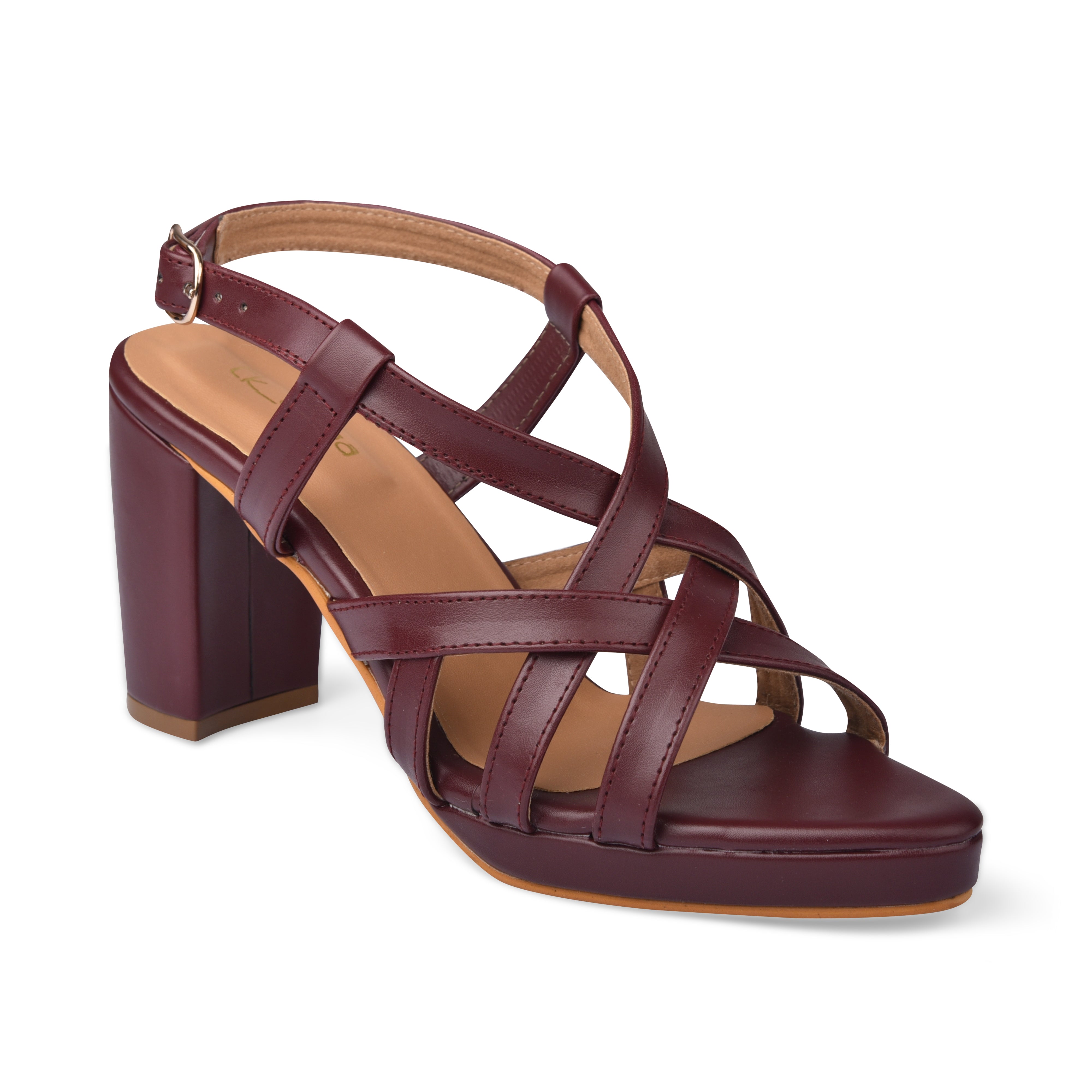 Maroon Cross Strap Heels