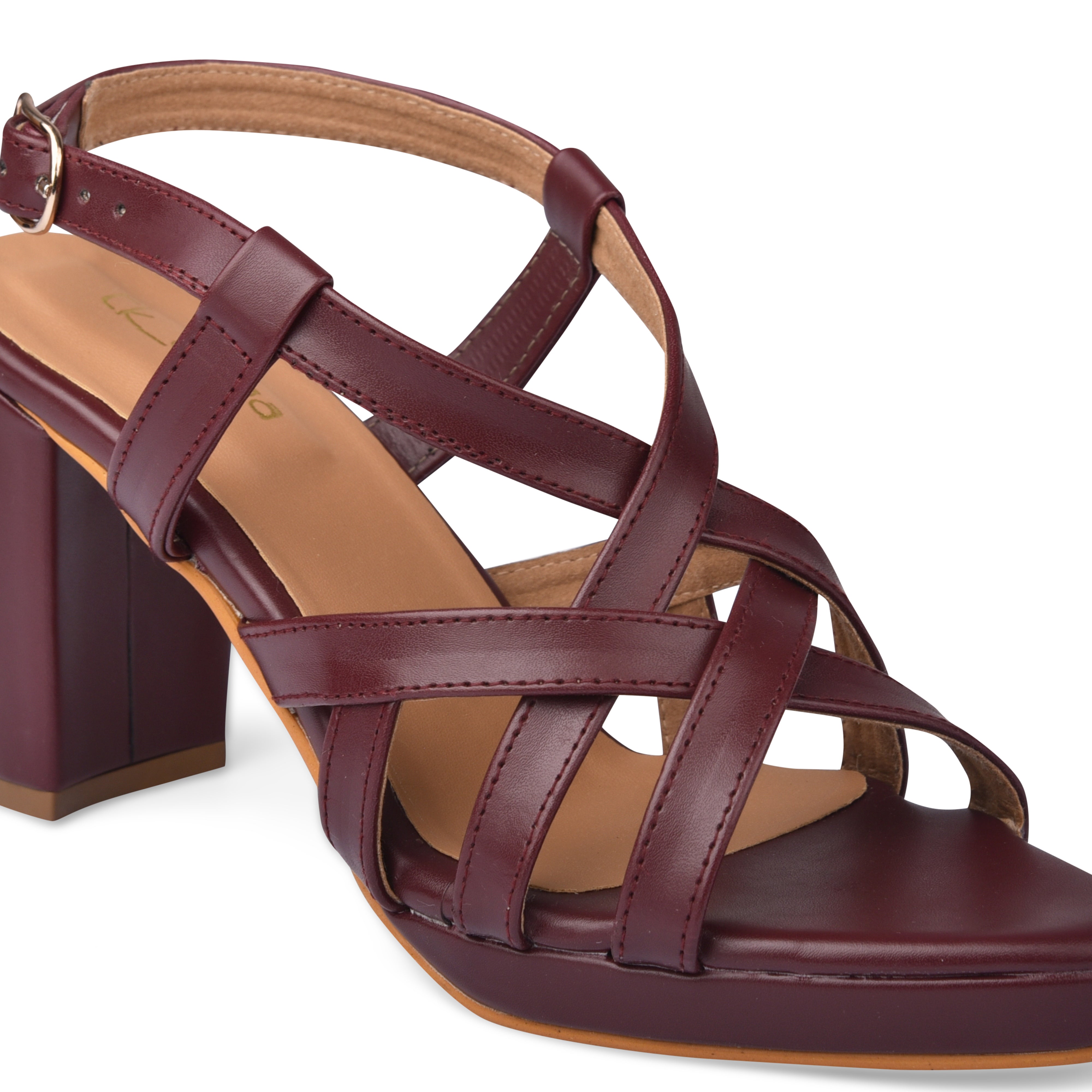 Maroon Cross Strap Heels