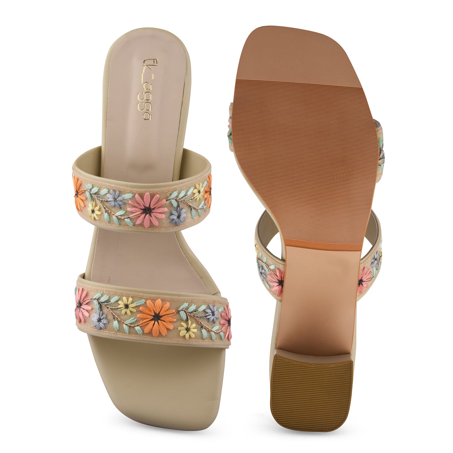 Embroidered Strap Heel