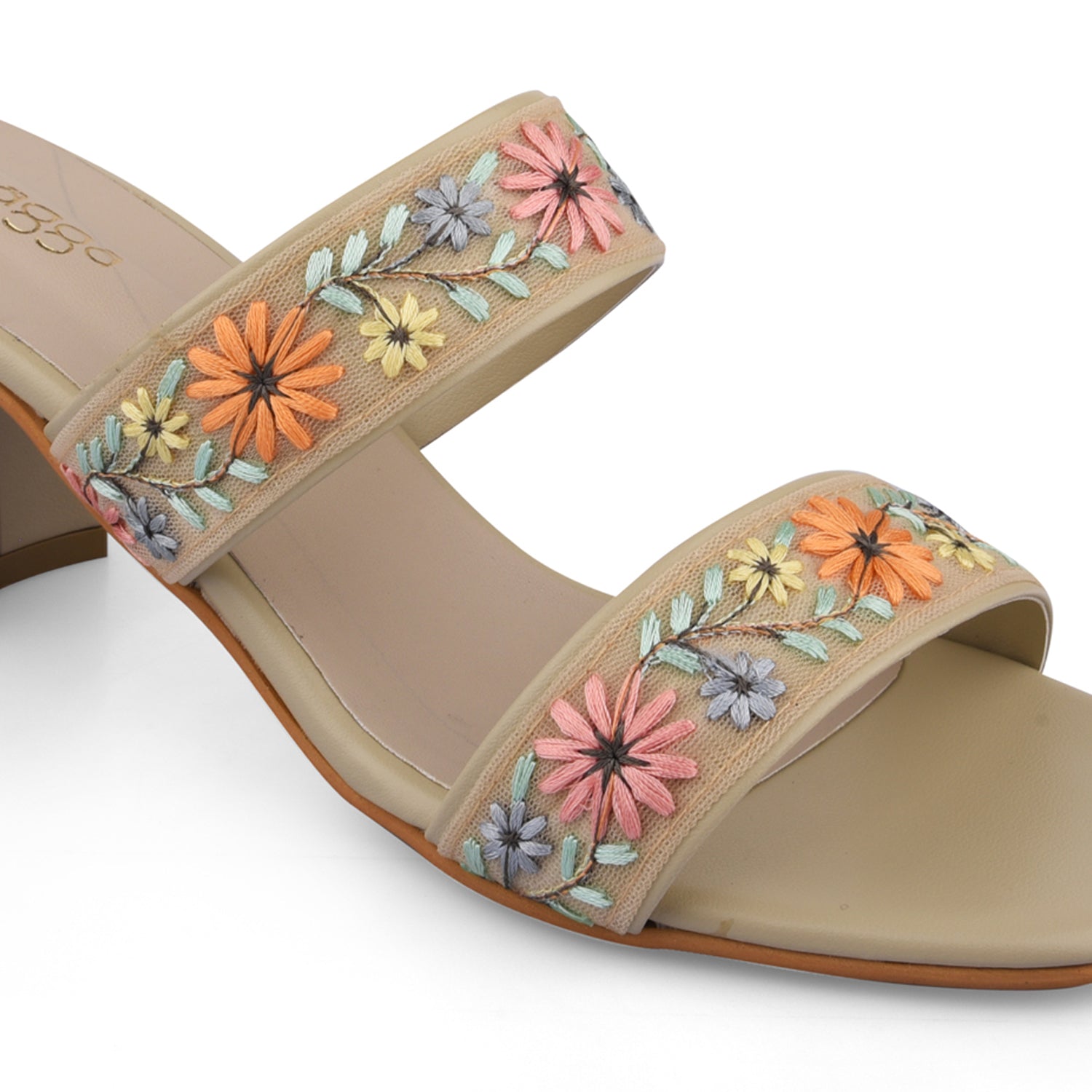 Embroidered Strap Heel