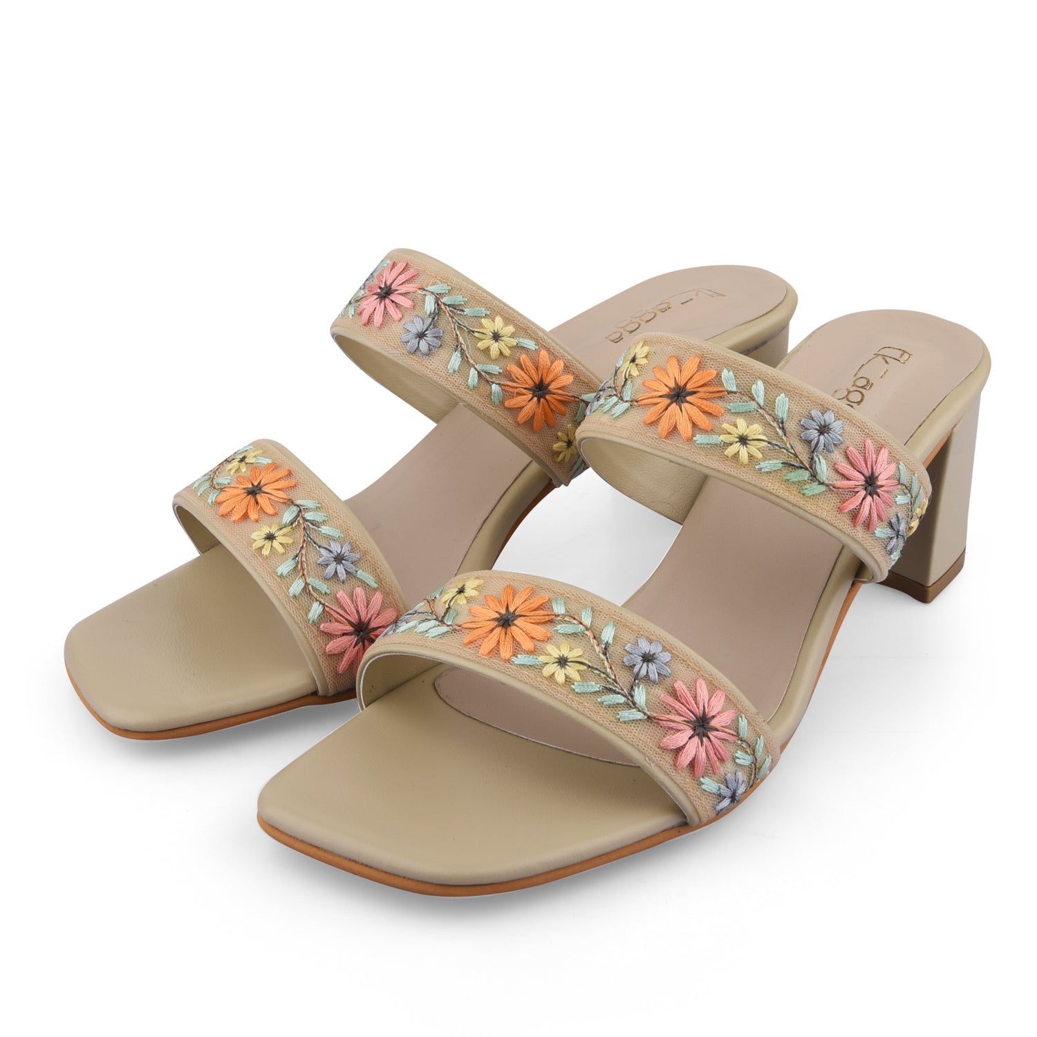 Embroidered Strap Heel