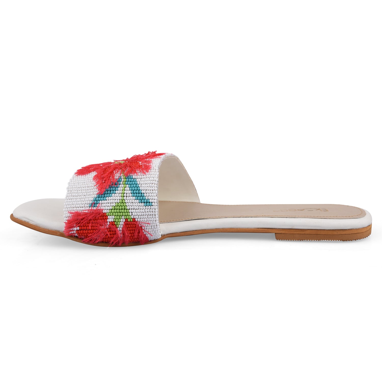 White Beaded Flats