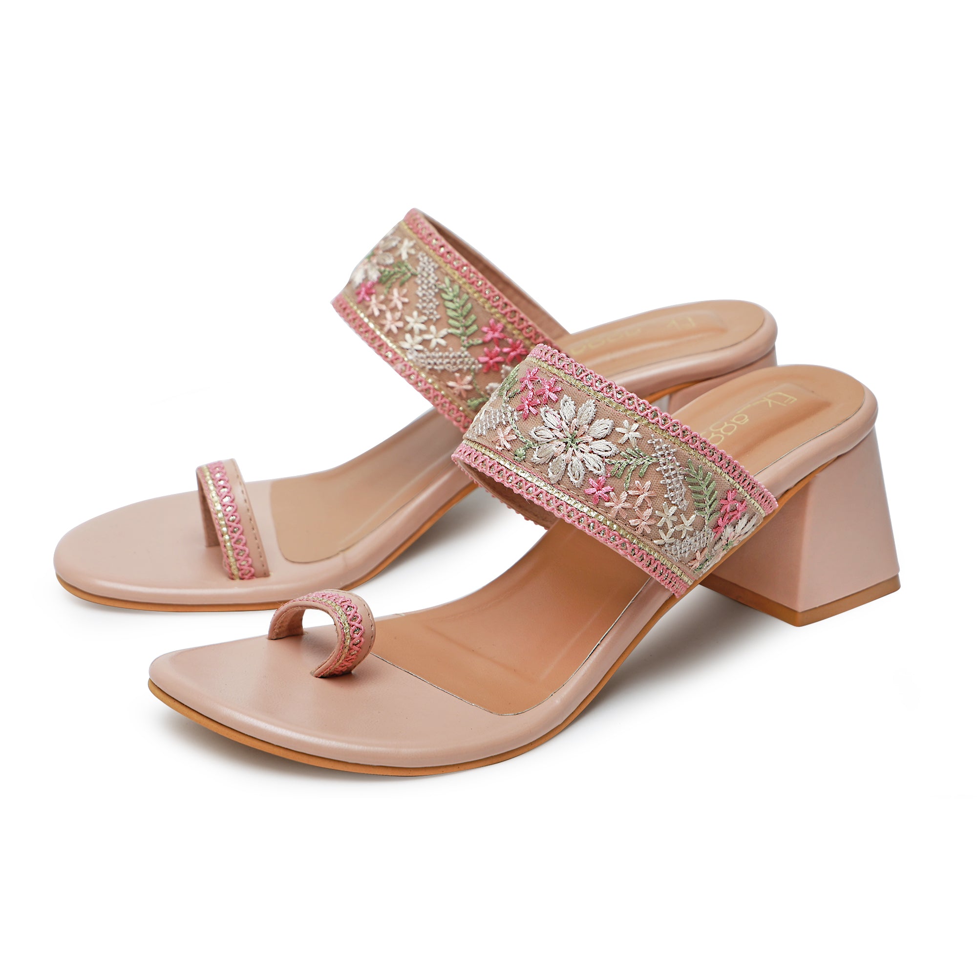 Embroidered Strap Heels