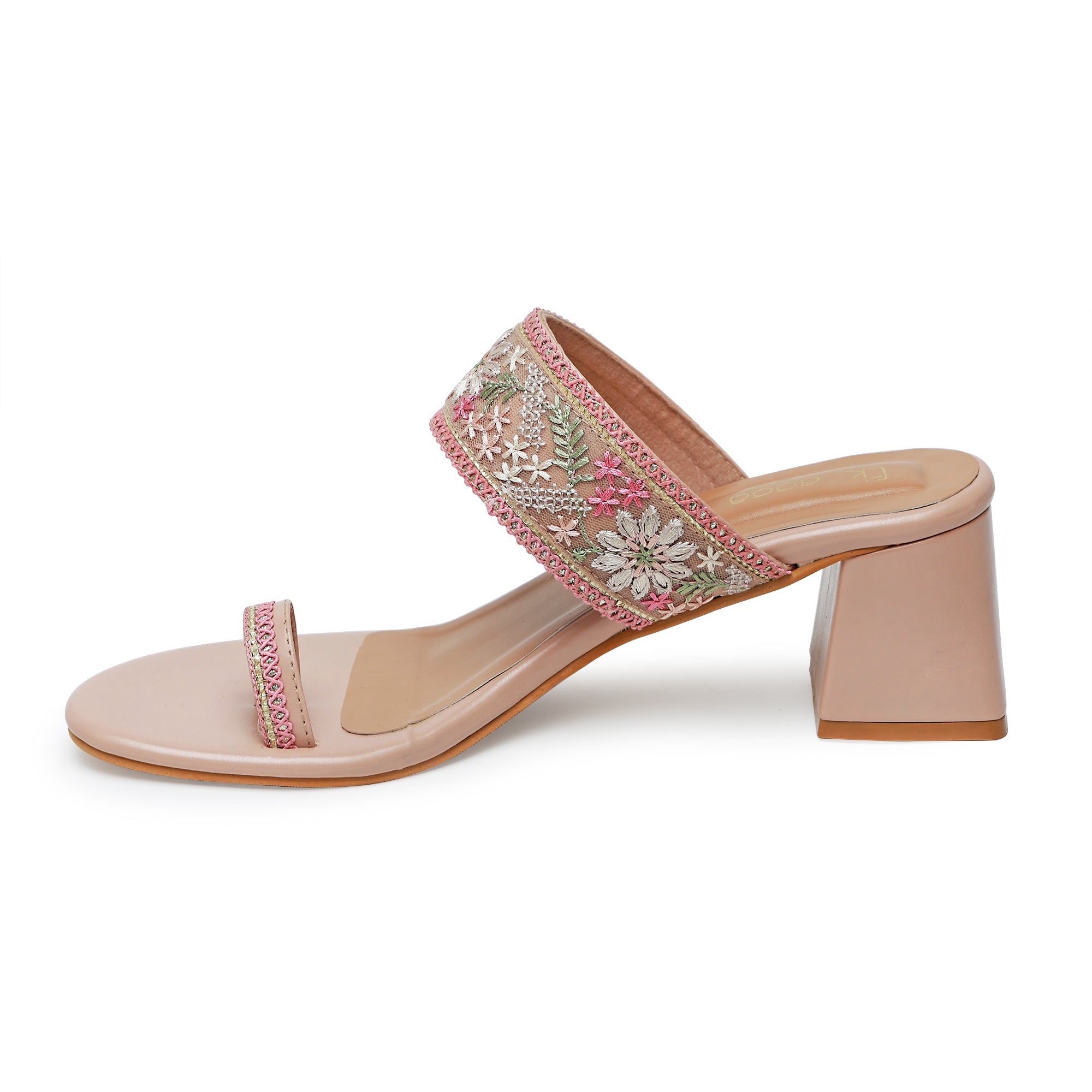 Embroidered Strap Heels