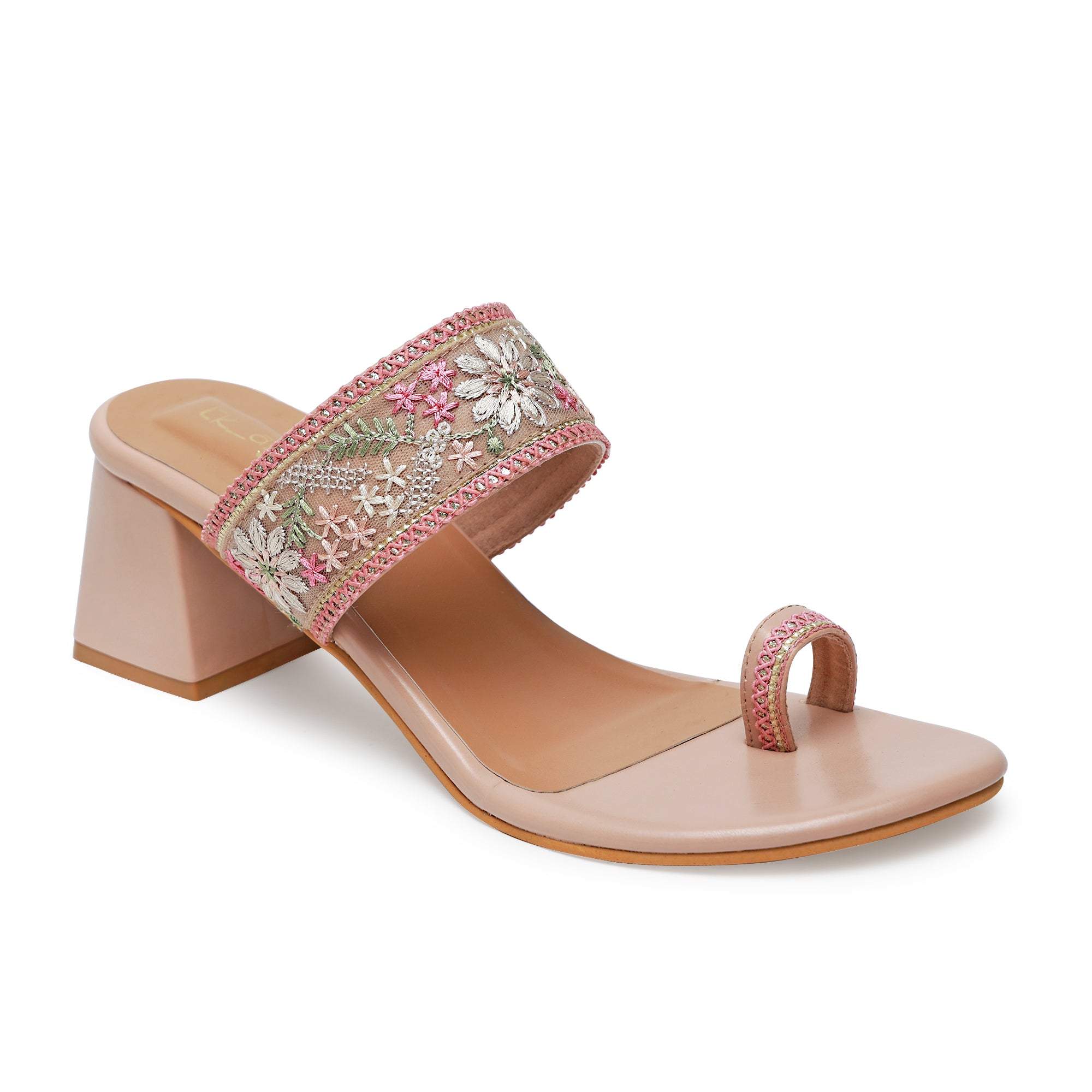 Embroidered Strap Heels