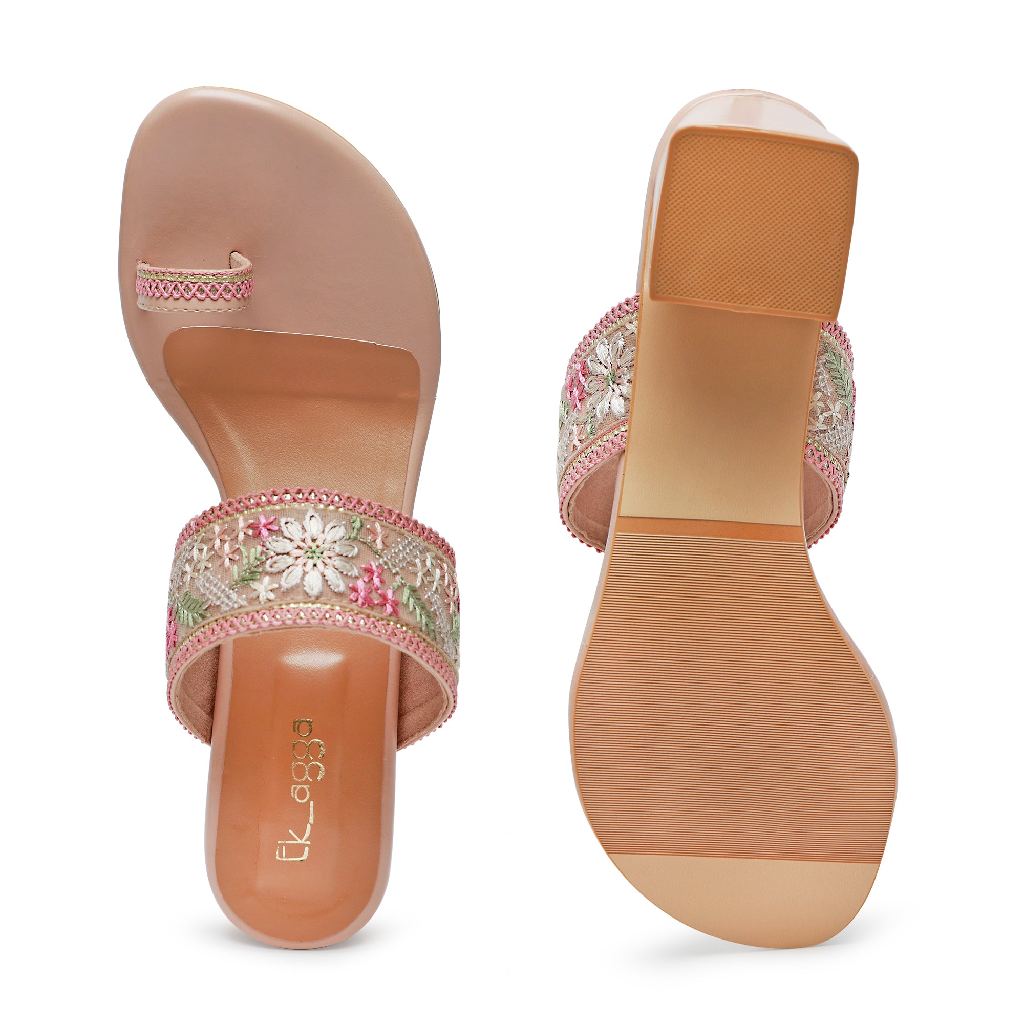 Embroidered Strap Heels