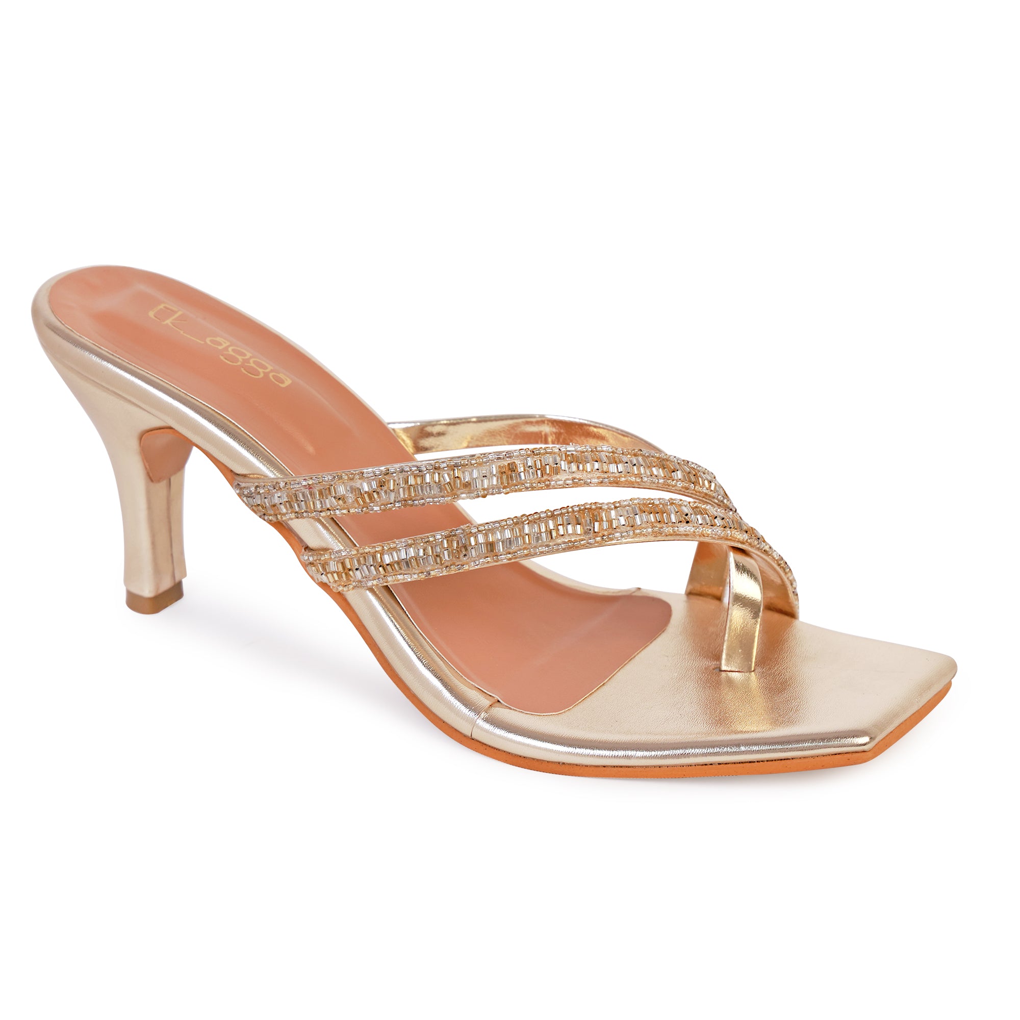 Strappy Crystal Gold heels