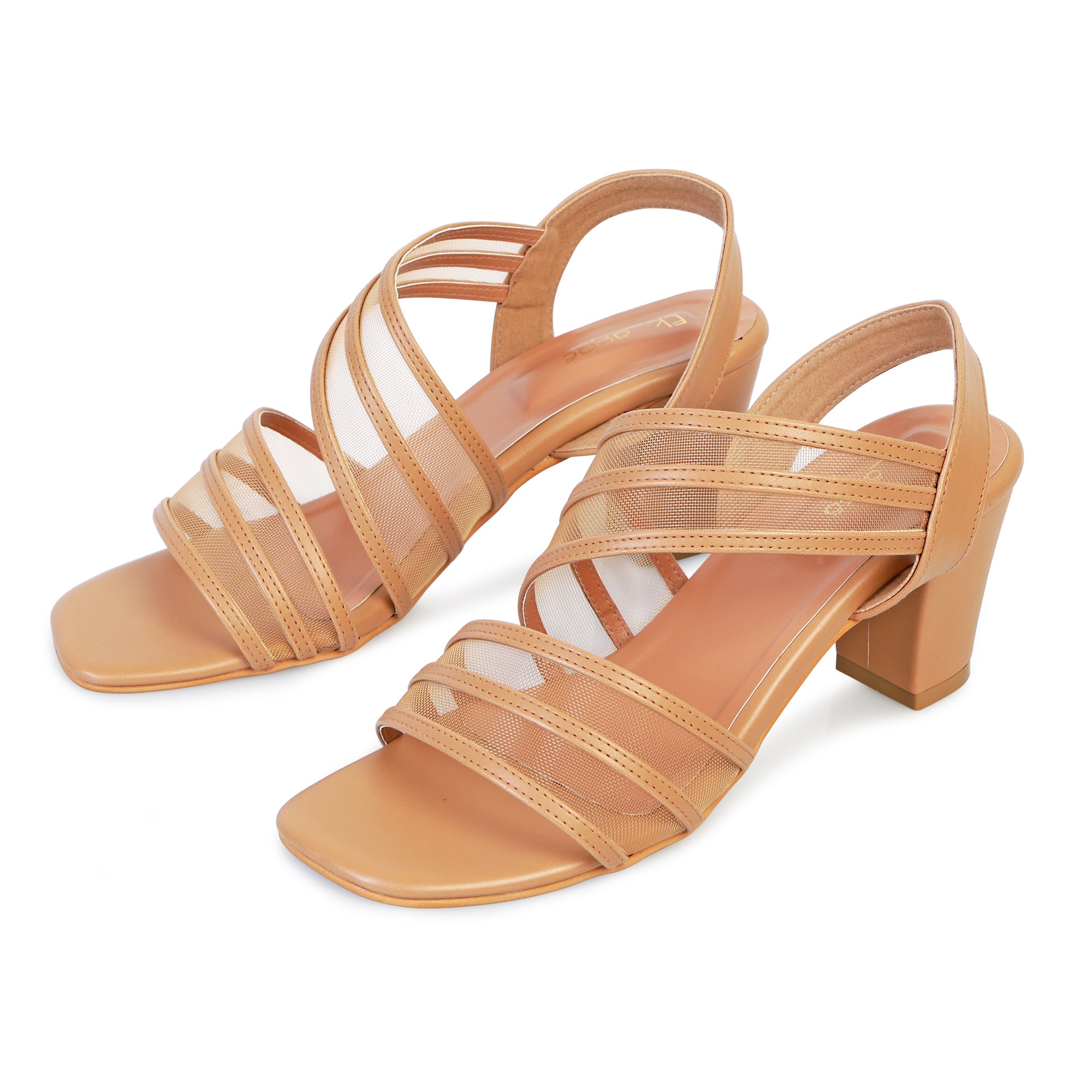 Strappy mesh Beige heels