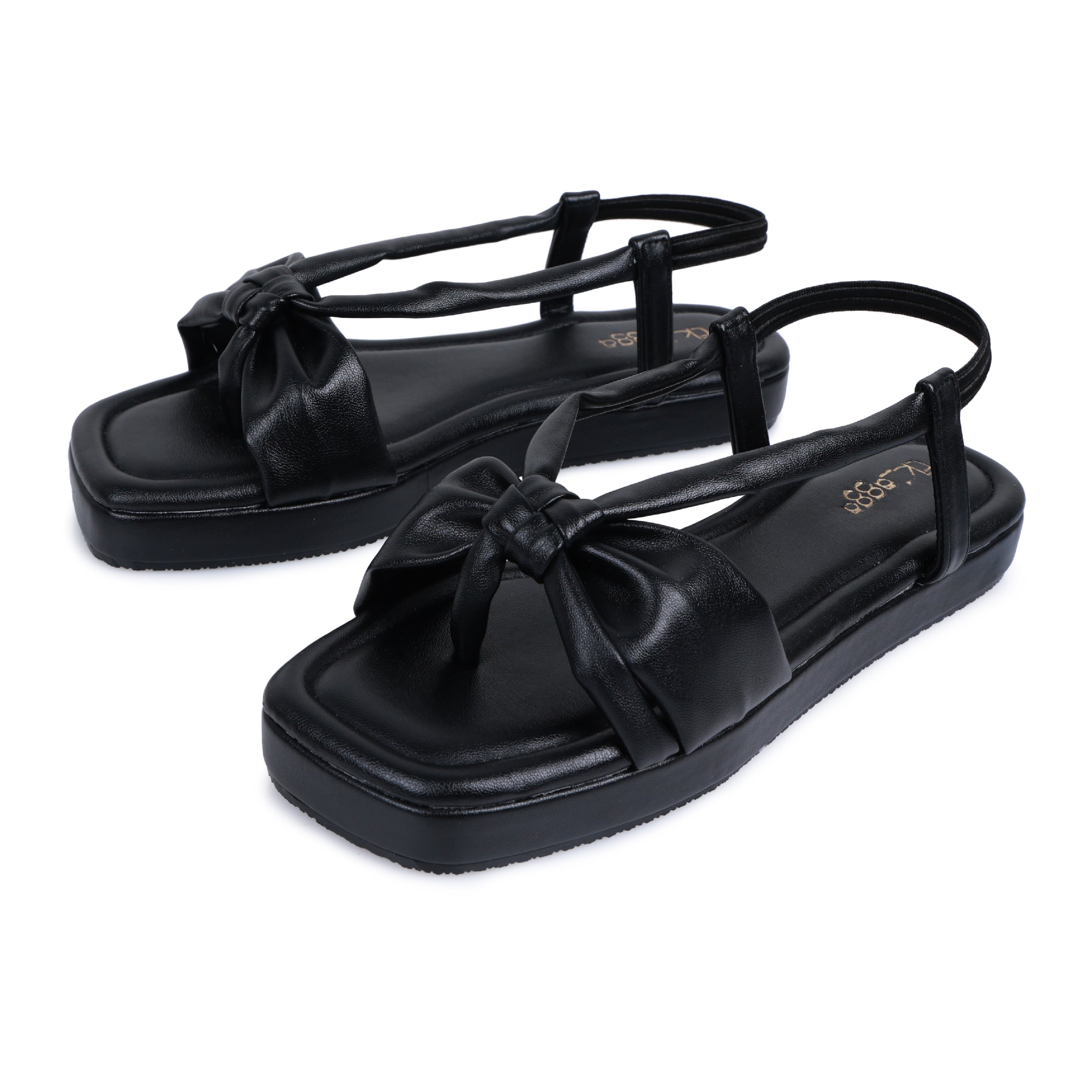 Black bow strap platform