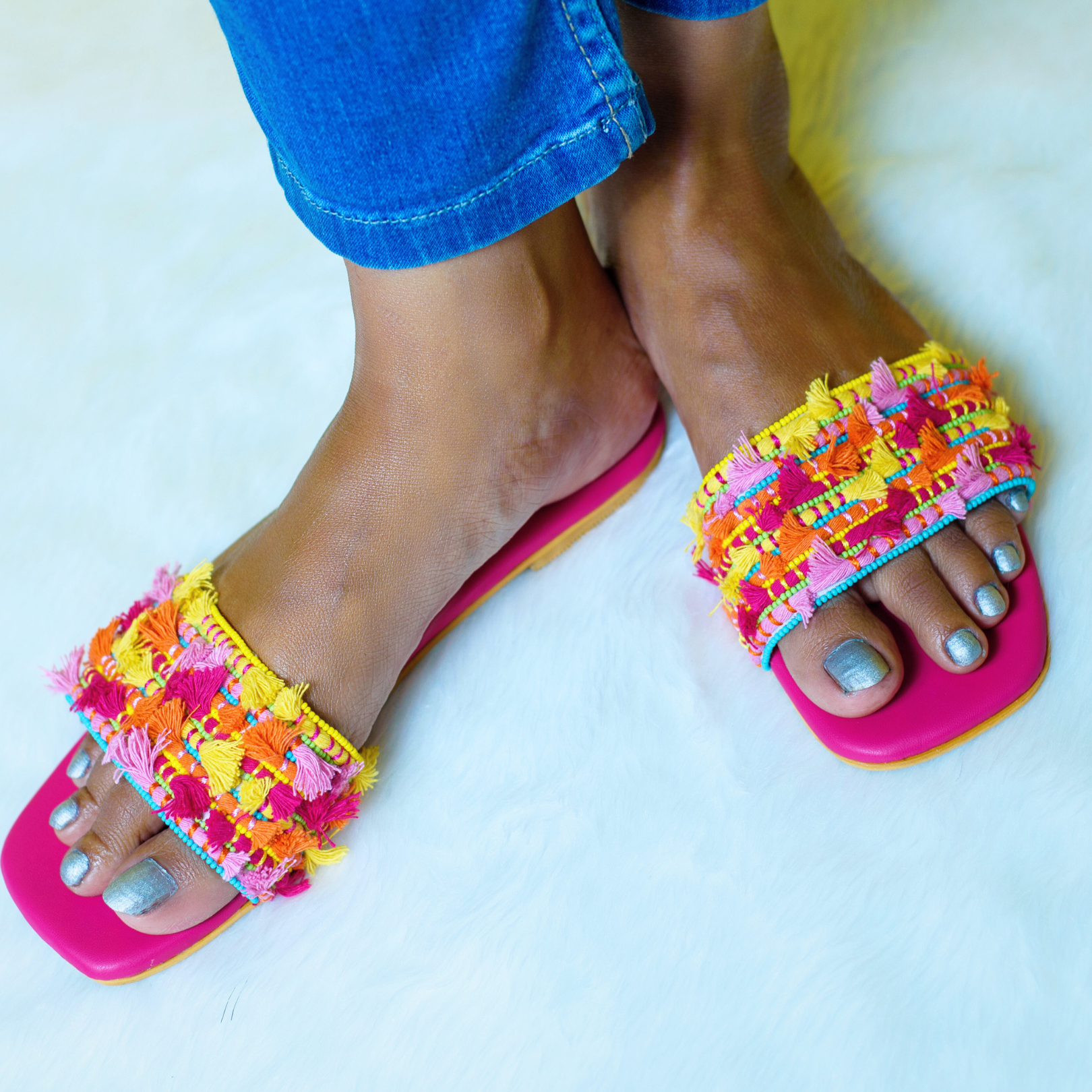 Pink Embellished Flat