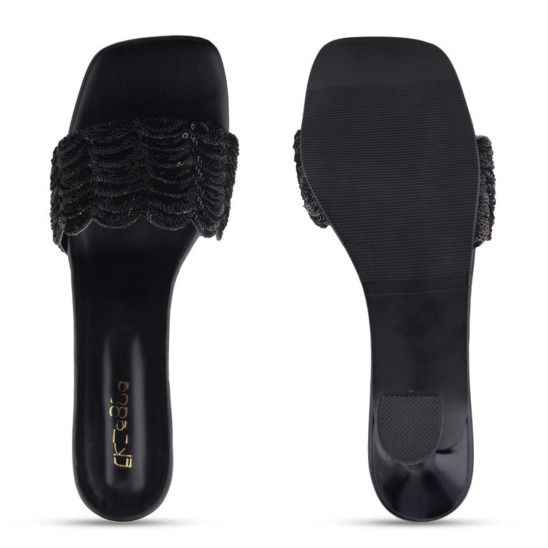 Black Scallop Heel