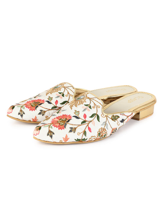 Floral Thread Mules