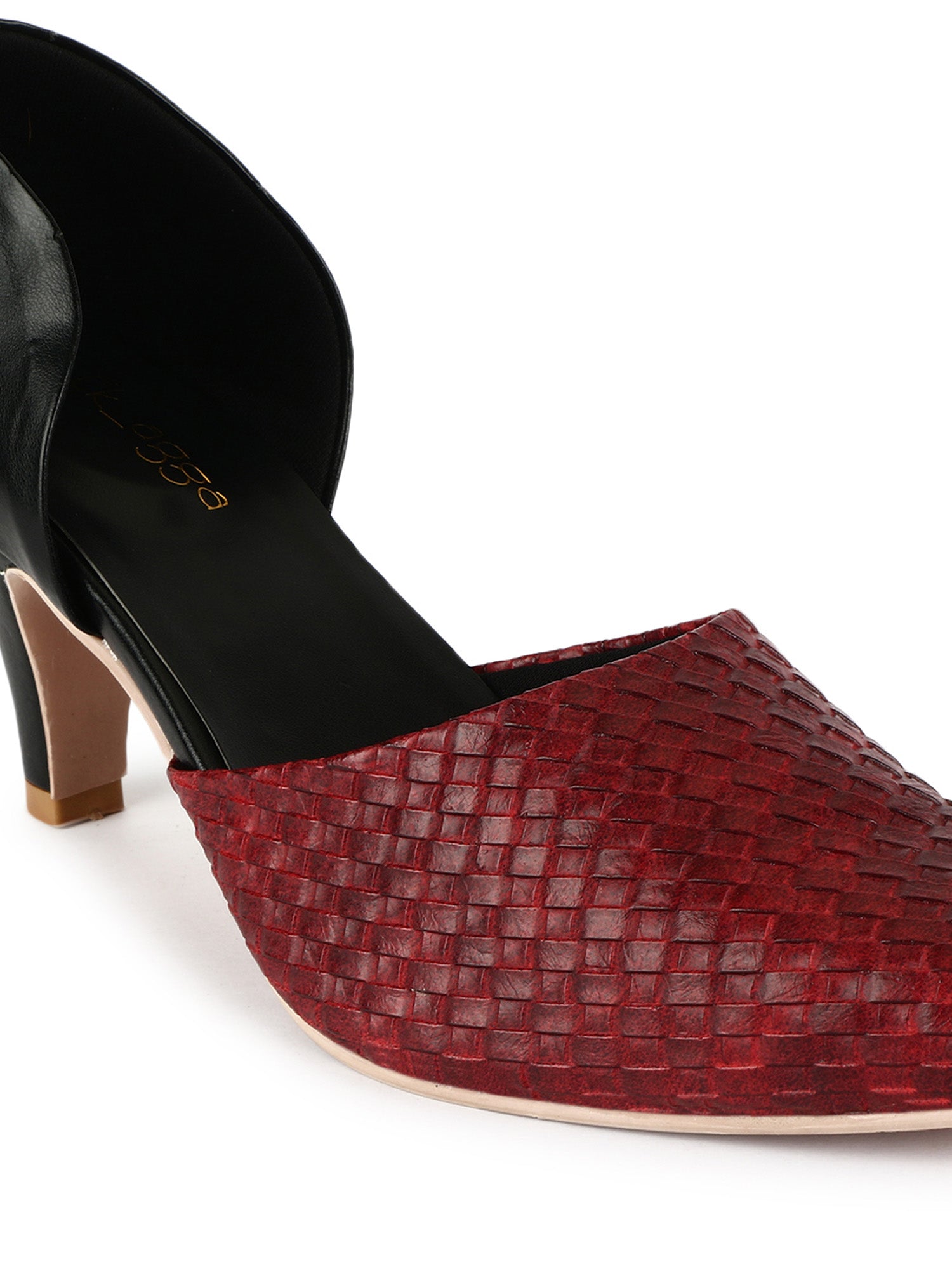 Maroon Texture Kitten Heels