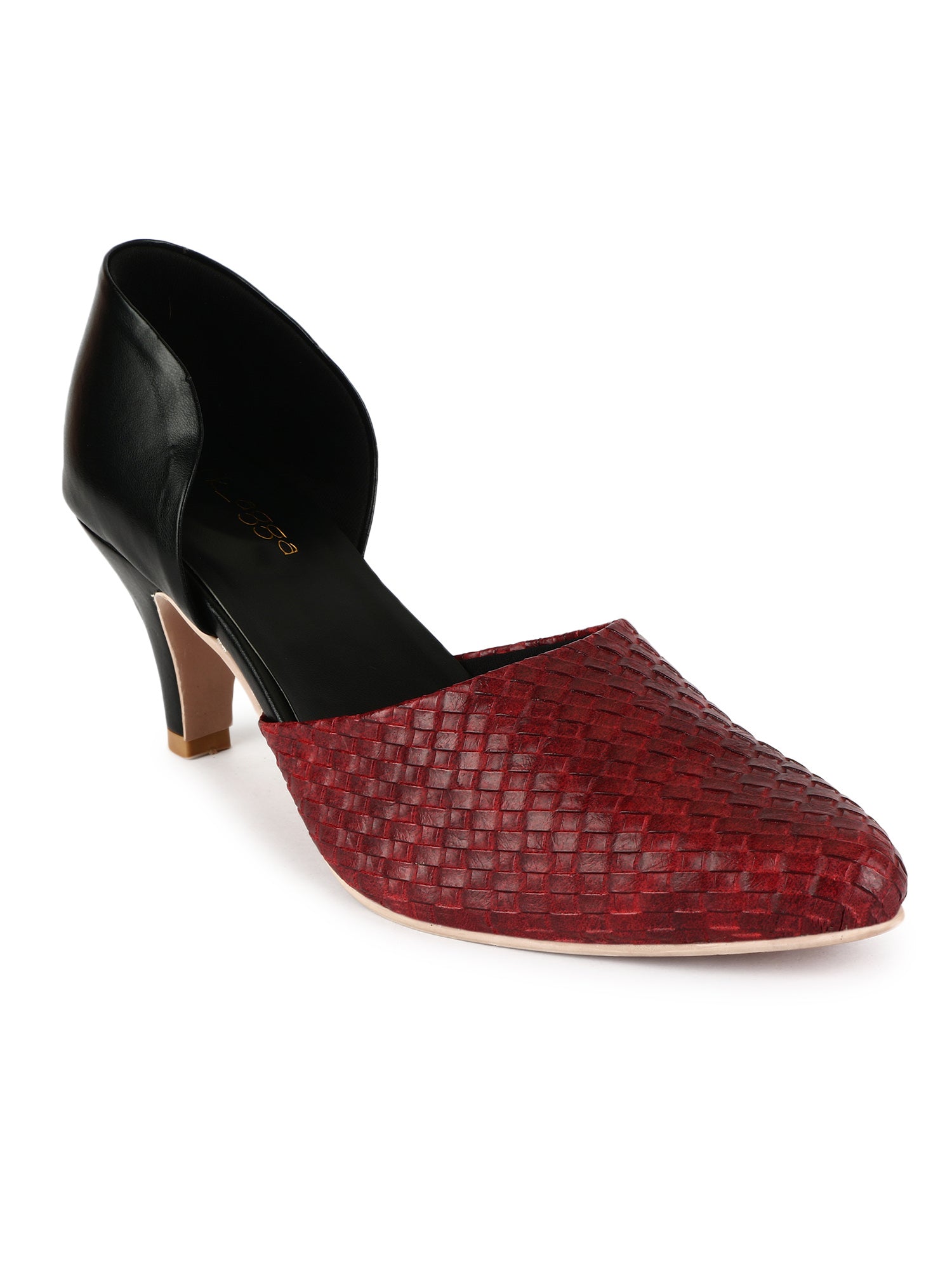 Maroon Texture Kitten Heels