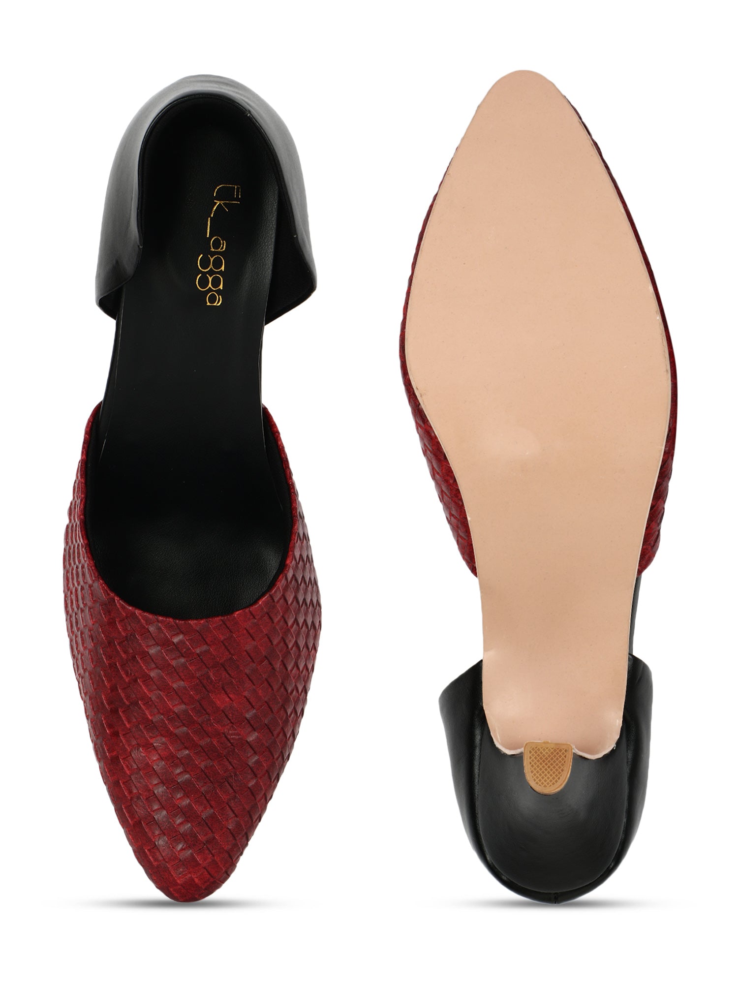 Maroon Texture Kitten Heels